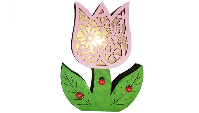 Bunny or Flower LED Light Wooden Ornament - 4 Designs