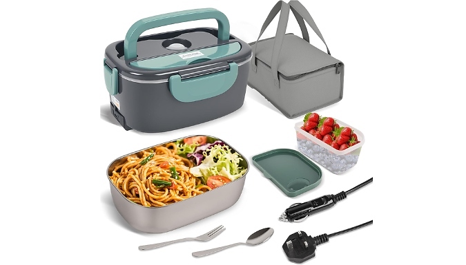 Alivio Electric Stainless Steel Lunch Box - Fast Heating with Dual Leakproof Containers!