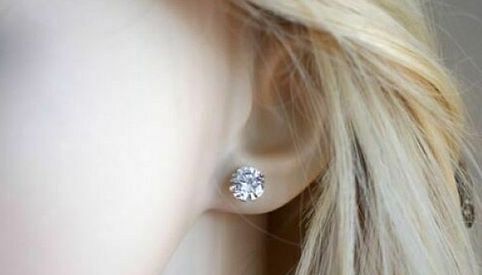 Cubic Zircon Stud Earrings - 3 to 7mm