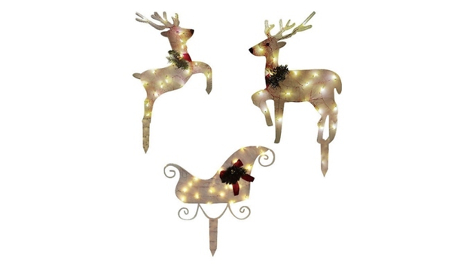 Christmas Reindeer & Sled Decoration with LED Lights