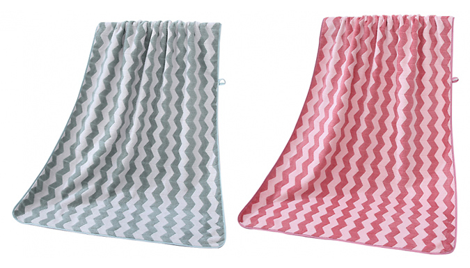 Super Soft Zig-Zag Pattern Fleece Towel - 5 Colours