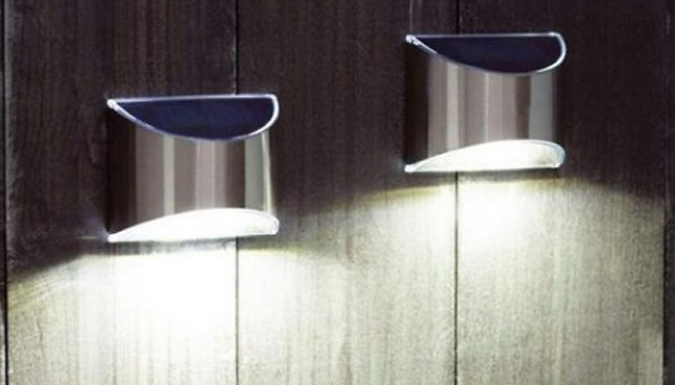 Pollyjoy 2 or 4 Outdoor Waterproof Solar Wall Lights - 2 Colours