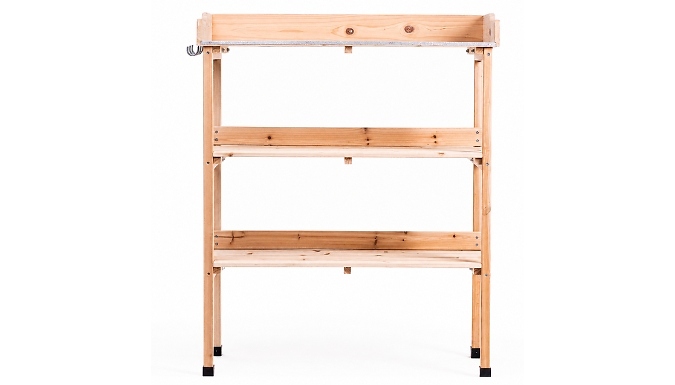 Garden Gear Potting Bench with Galvanised Metal Worktop