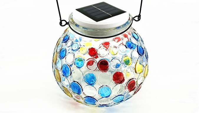 Solar-Powered LED Multi-Coloured Glass Light - 2 Colours