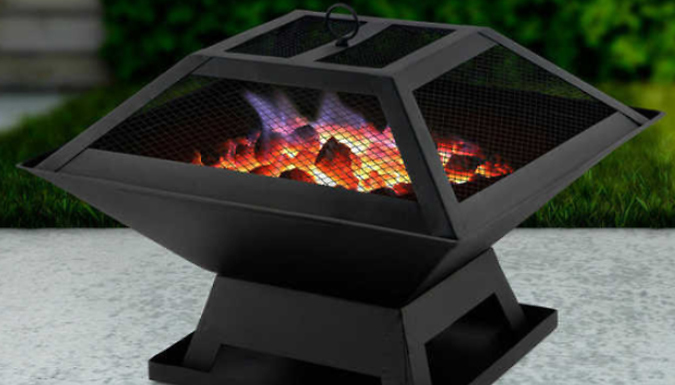 Square Fire Pit with BBQ Grill