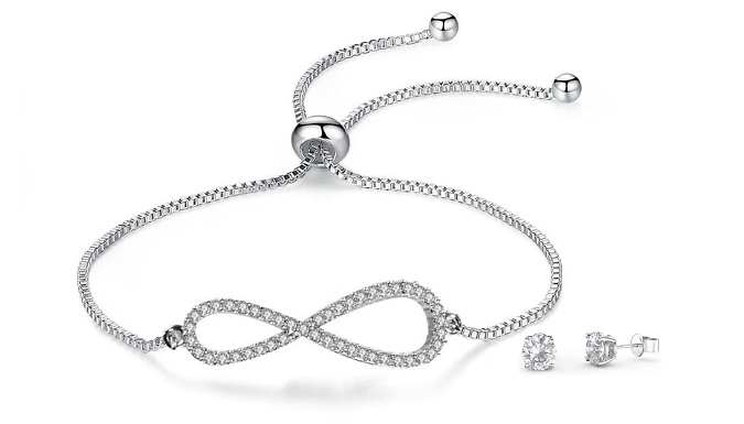 Infinity Bracelet & Earrings Gift Set - Encrusted with Crystals from Swarovski!