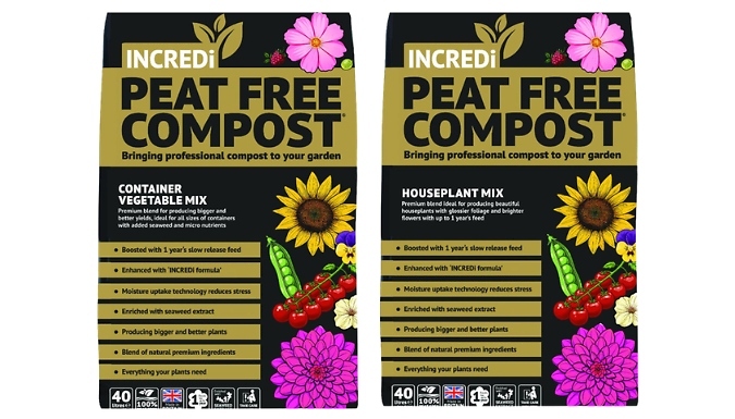 40L of INCREDiPeatFree Premium Compost & FREE Gift! - 8 Options!