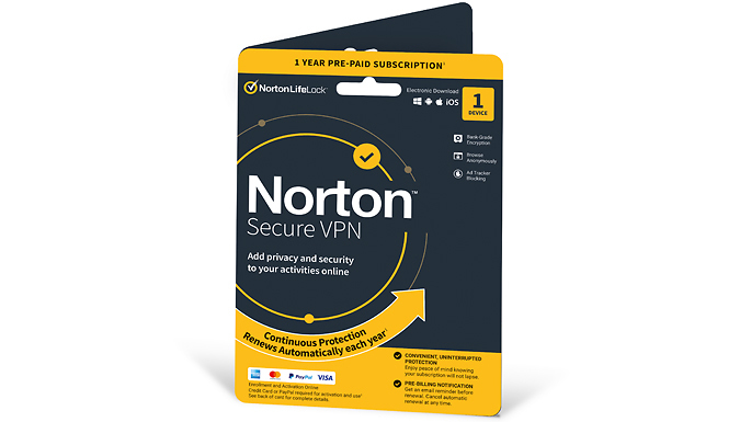 NORTON Secure VPN 2024 - 1 Year Subscription For 1 Device