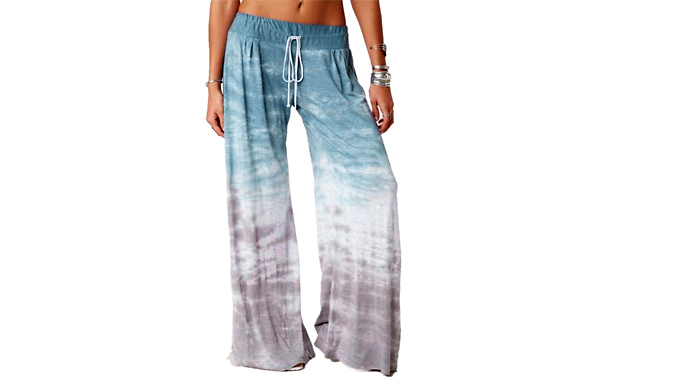 Tie Dye Wide Leg Pants - 3 Colours & 6 Sizes from Go Groopie