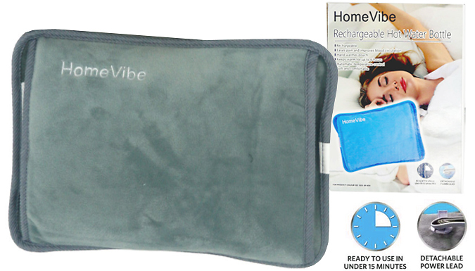 Soft Plush Rechargeable Hot Water Bottle  - Grey or Blue from Go Groopie