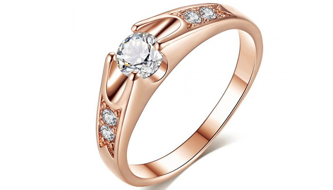 18K Rose Gold Plated Ring With Crystals From Swarovski - 4 Sizes