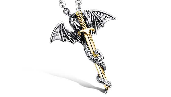 1 or 2 Mystical Dragon Sword Pendant Necklaces - 3 Colours