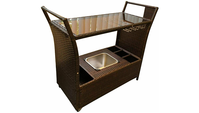 Portable Rattan Trolley Bar