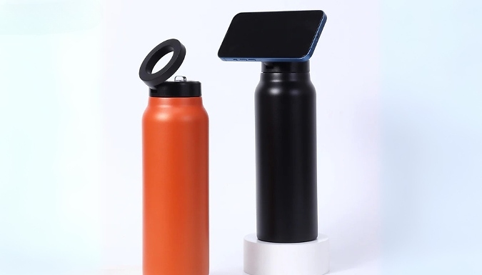 Insulated Water Bottle with Magnetic Phone Holder - 3 Colours