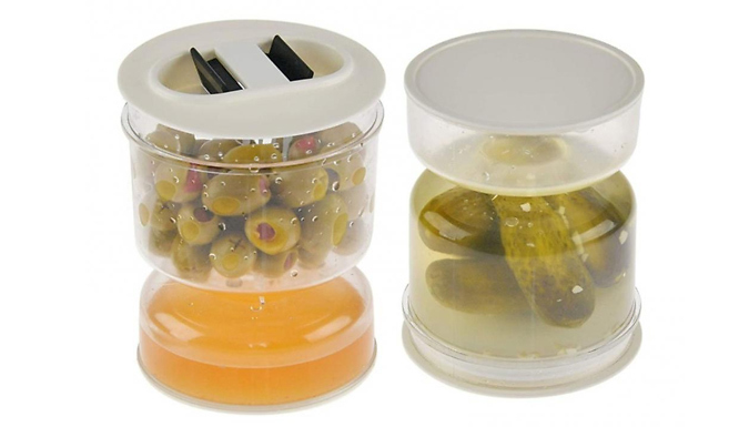 1 or 2 Pack Pickle Flip & Drain Food Container