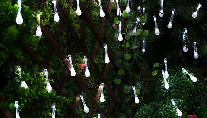 20 or 30 LED Solar-Powered Raindrop Lights - 4 Colours