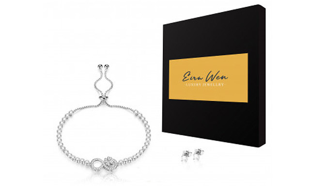 Eira Wen Swarovski Crystal Encrusted Bracelet & Earrings Set - 2 Colours