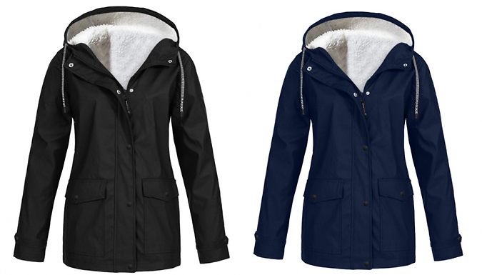 Fleece-Lined Hooded Outdoor Jacket - 5 Sizes & 8 Colours at Go Groopie