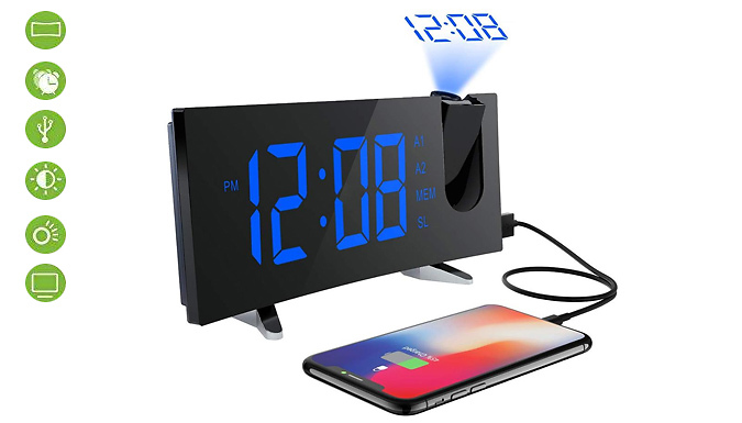 Justgiftdirect Ceiling Projection Alarm Clock & Radio