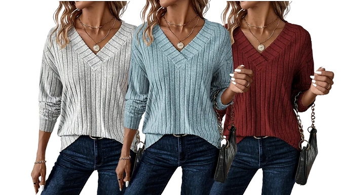 Women's Ribbed Long-Sleeve Top - 5 Colours, 4 Sizes!