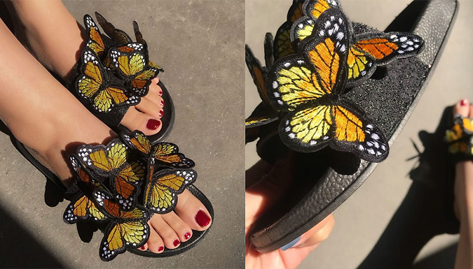Embroidered Butterfly-Knot Sandals – 4 Colours & 6 Sizes Offer Price £12.99