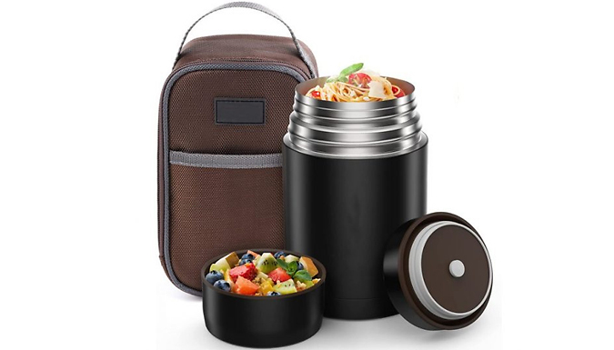 Vacuum Insulated Thermal Food Jar Set - 5 Colours & 2 Sizes at Go Groopie