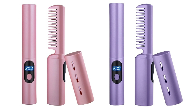 Mini Wireless Hair Straightening Brush - 2 Colours!