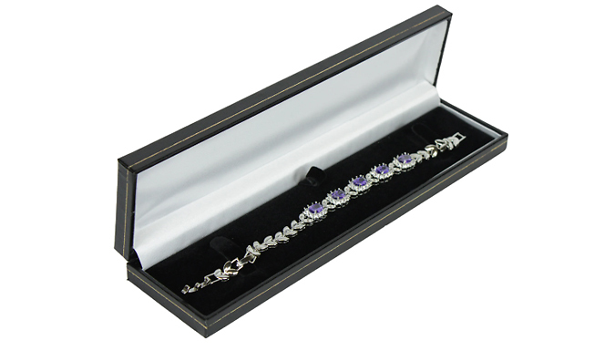 Purple Gemstone Cluster Created Diamond Bracelet Deal Price £24.99