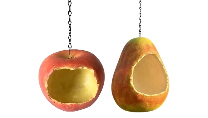 Fruit-Shaped Resin Hanging Bird Feeder - Apple or Pear!