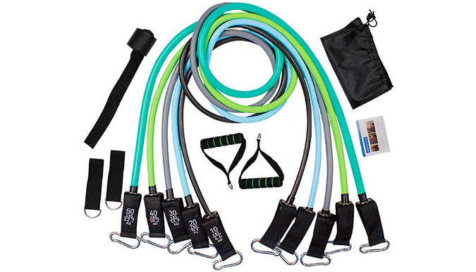 Go Groopie Whooptrading 11 Piece Resistance Bands Fitness Pull Up Set - 2 Weight options