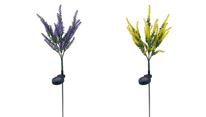 1 or 2x Solar-Powered Lavender LED Outdoor Lights - 5 Colours