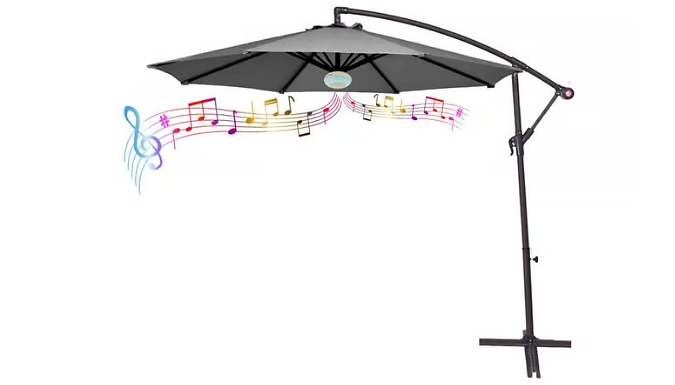3M Banana Parasol with Bluetooth Speaker & LED Lights - 3 Colours!