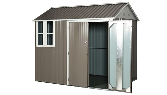 Outsunny 8.4ft Corrugated Steel Latched-Door Garden Shed