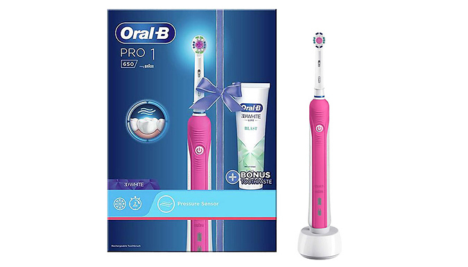 Oral-B Pro1 650 Electric Toothbrush & Head with Toothpaste
