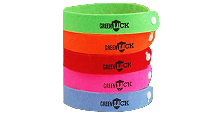 Pack of 5 Deet Free Mosquito Repellent Bracelets - 1, 2, 4 or 10 Packs