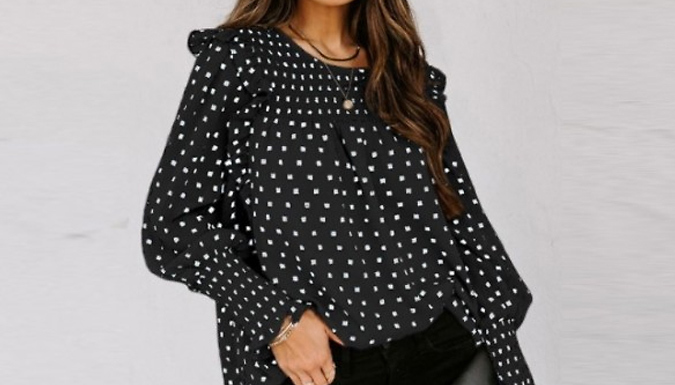 Women's Ruffled Polka Dot Chiffon Shirt - 4 Colours & 5 Sizes