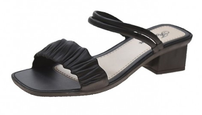 Double Strap Slip-On Chunky Heeled Sandals - 4 Colours & 5 Sizes