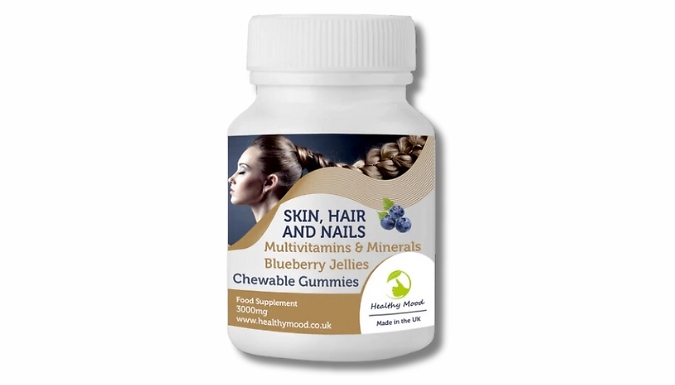 Hair, Skin & Nails Blueberry-Flavoured Gummies - 1 Week to 6 Month Supply