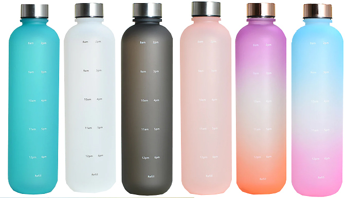 1L Plastic Water Bottle with Timeline - 7 Colours
