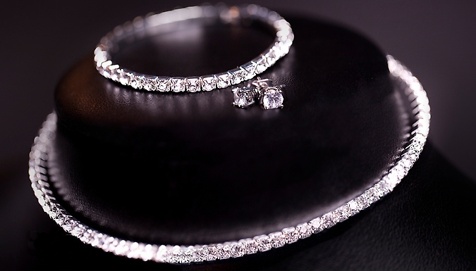3-Piece Swarovski Crystals Single Row Jewellery Set
