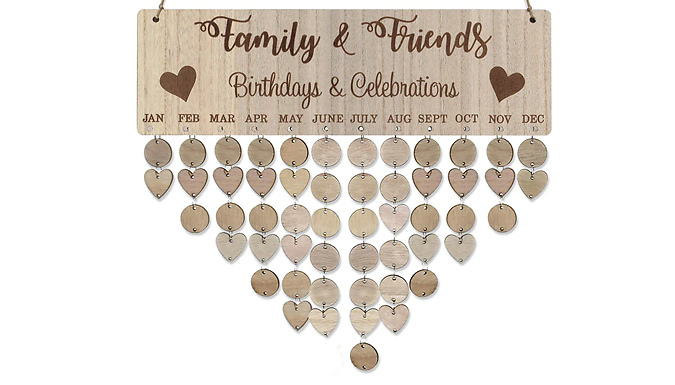 Wooden Birthday Reminder Calendar Wall Board - 3 Designs