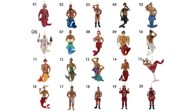 Sexy Mermen Christmas Tree Decorations - 20 Styles