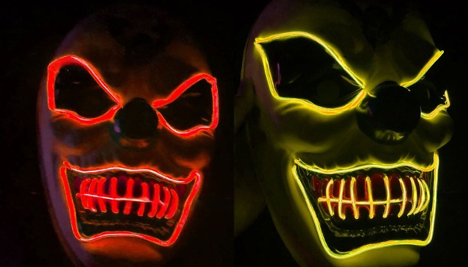 Halloween Light-Up Glowing Mask - 3 Designs, 9 Colours