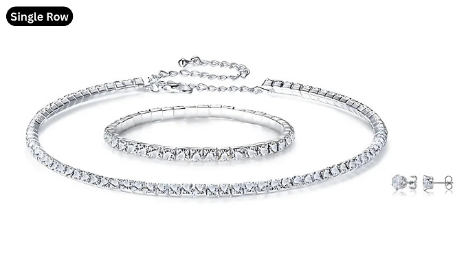 Single or Double Crystal Row Necklace Gift Set - Encrusted with Crystals from Swarovski!