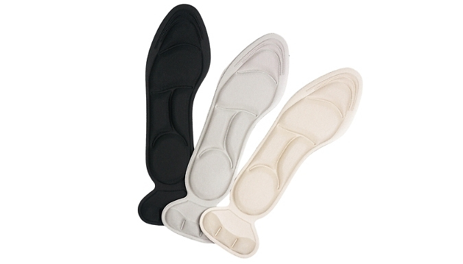 1, 2 or 3 Pairs of 5D Sponge Insoles with Heel Protector - 3 Colours, 2 Styles