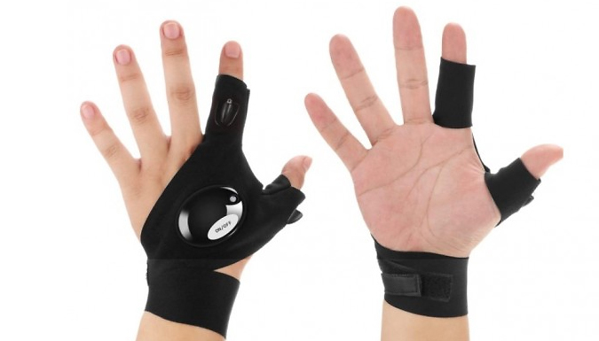 Pair of 2-LED Torch Flashlight Gloves