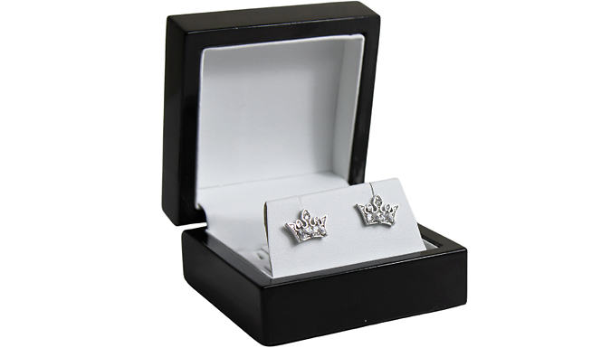 Tiara Crown Cluster Created Diamond Stud Earrings