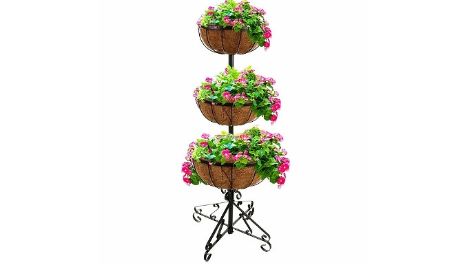 2 or 3-Tier Flower Fountain Planter with Coco Liners