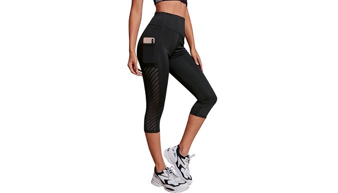 3/4-Length High Waisted Yoga Pants with Pockets