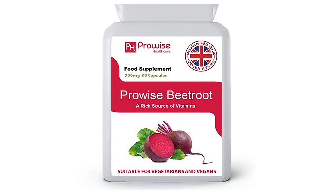 45 Day Supply of 700mg Beetroot Capsules - 90 Capsules